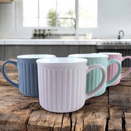 OTIX Koffiekopjes - met Oor - Set van 4 - Koffietassen - 250ml - Theemok - Aardewerk - MOSS