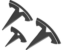 3 stuks matzwart Tesla-embleem logo sticker voor Tesla Model Y - voorkant, motorkap, kofferbak, voorkenteken, stuurwiel - auto-accessoires .