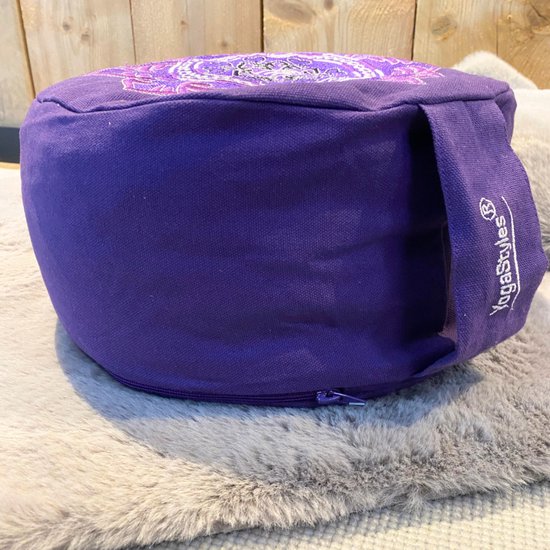 YogaStyles Design Meditatiekussen rond - Paars met Lotus en Ohm van YogaStyles — afbeelding 4
