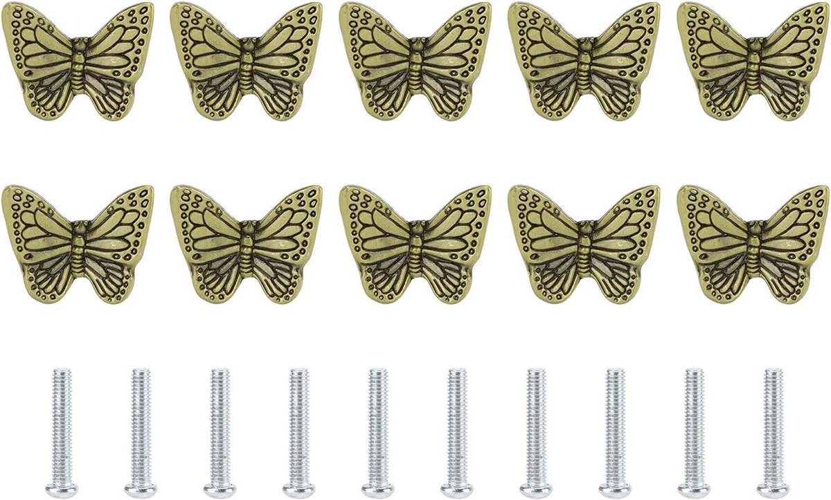10 stuks vintage vlinder dressoir knoppen - antieke lade knop pull handvat - kast deur knoppen met vlinder design .