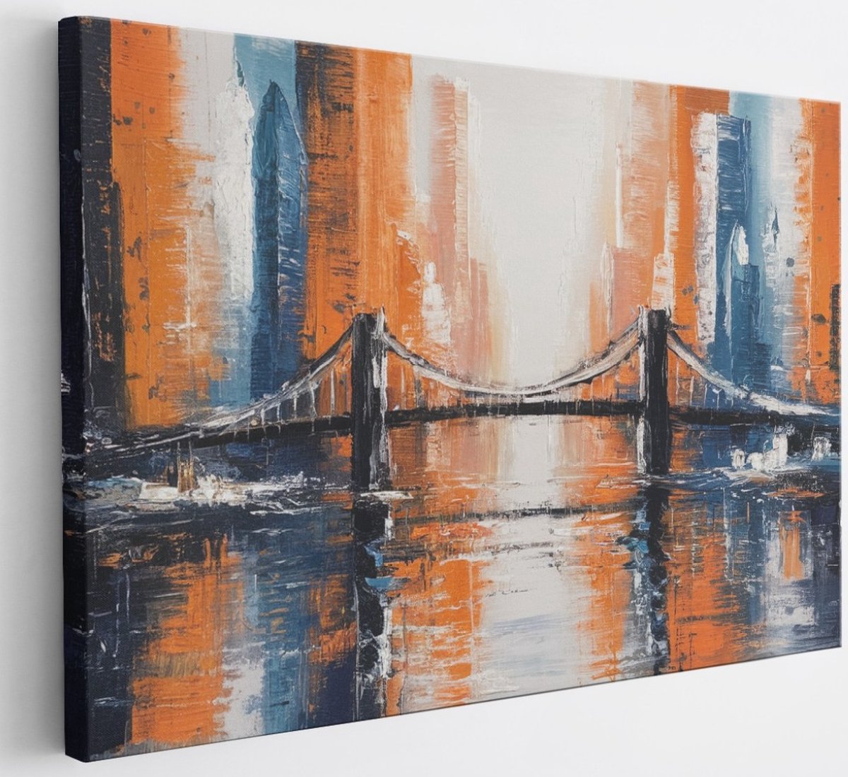 Saammp Canvas Schilderij - Brug - Abstract - 100x75 - Foto op canvas - Wanddecoratie - Muurdecoratie Woonkamer - Slaapkamer decoratie - Canvas Print Multicolor