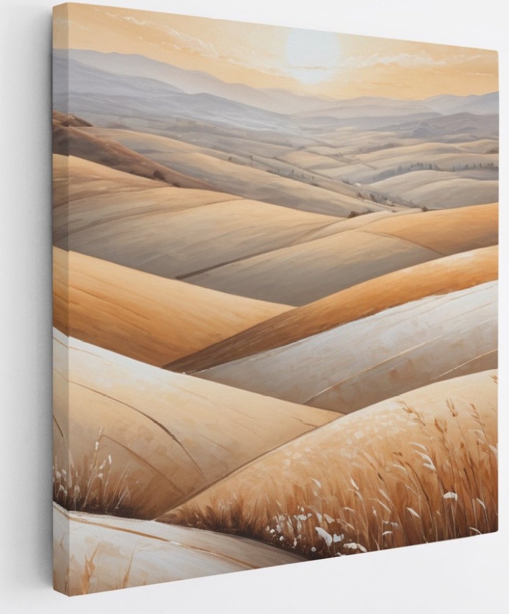 Saammp Canvas Schilderij - Landschap - Abstract - 60x60 - Foto op canvas - Wanddecoratie - Muurdecoratie Woonkamer - Slaapkamer decoratie - Canvas Print Multicolor