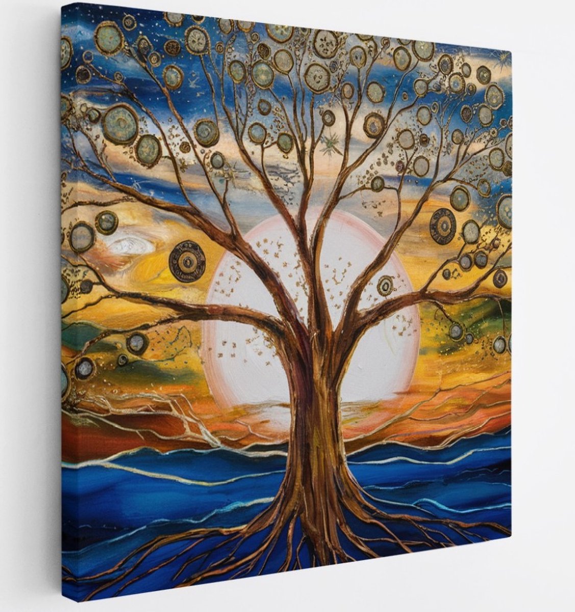 Saammp Canvas Schilderij - Spirutele boom - Abstract - 40x40 - Foto op canvas - Wanddecoratie - Muurdecoratie Woonkamer - Slaapkamer decoratie - Canvas Print Multicolor