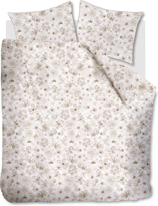 Riviera Maison Flowing Flowers dekbedovertrek - Lits-Jumeaux - 240x200/220 - Zand