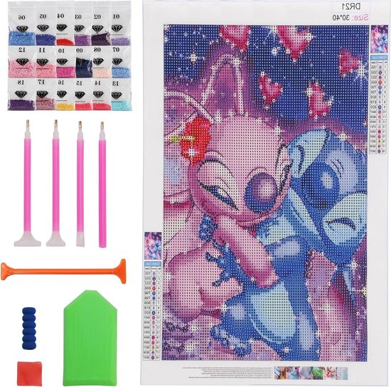 MUSEDAY Kit De Pintura Con Diamantes Para Niños – 16 Pegatinas De Dibujos Animados, Bolsa De Diamantes Y Herramientas, Manualidad Creativa Educativa