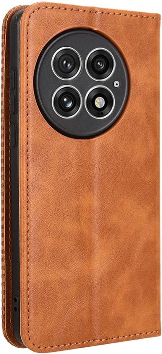 Mobigear Telefoonhoesje geschikt voor OnePlus 13 Hoesje | Mobigear Sensation Bookcase Portemonnee | Pasjeshouder voor 3 Pasjes | Telefoonhoesje voor Pinpas / OV Kaart / Rijbewijs - Bruin