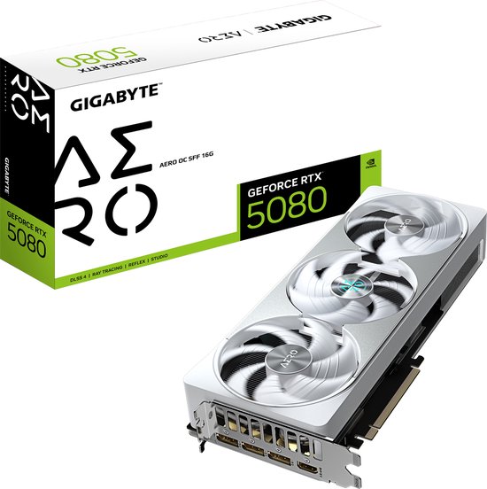 GIGABYTE GeForce RTX 5080 AERO OC SFF 16G - Videokaart - 16GB GDDR7 - PCIe 5.0 - 1x HDMI - 3x DisplayPort