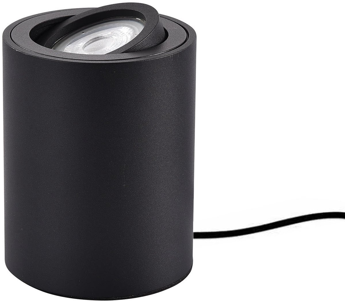 Tafellamp Fury rond Ø 8 cm – Kleine richtbare tafellamp – Zwarte tafellamp - Excl. GU10 lamp – Lamp voor achter de plant – Lamp voor op de grond – Lamp voor op de kast – Lamp voor op de tafel – Richtbare tafellamp - zwart