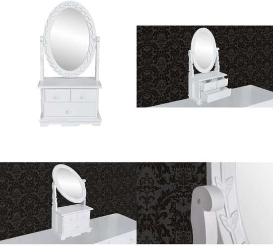vidaXL Coiffeuse avec miroir ovale rotatif MDF - Coiffeuse - Coiffeuses - Coiffeuse - Tables