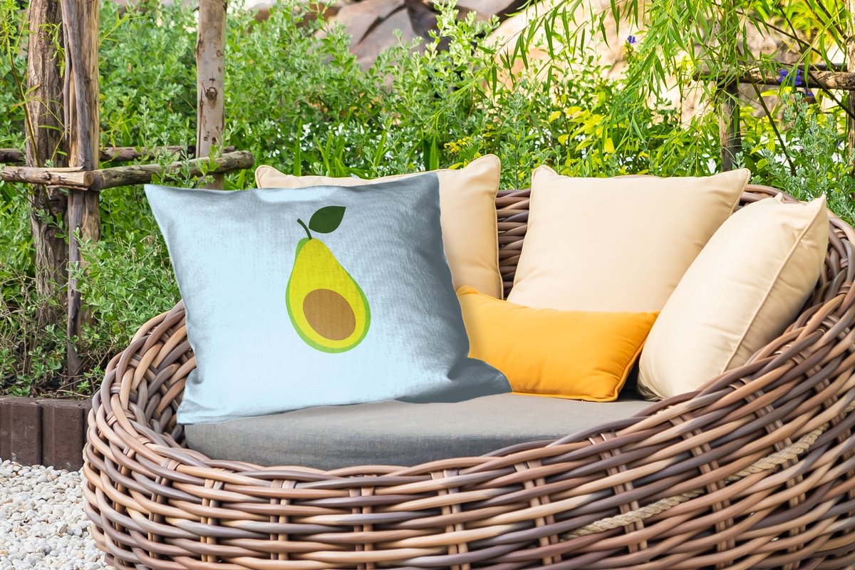 Buitenkussens - Tuin - Avocado - Illustratie - Groene - Vrucht - 50x30 cm