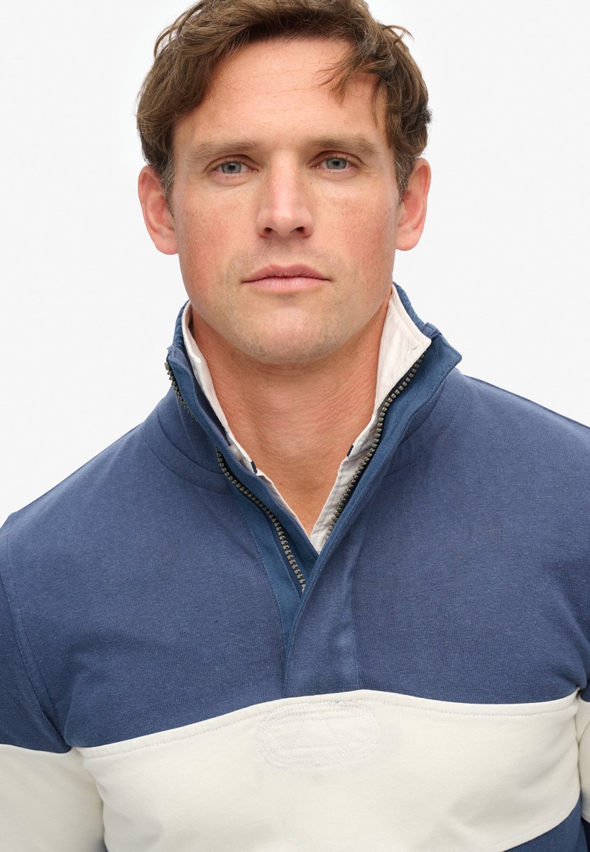 Superdry Classic Rugby Henley Lange Mouw Poloshirt M Man Marineblauw