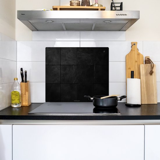 KitchenYeah® Protection plaque induction 60x52 cm - Noir - Carreaux - Protege plaque de cuisson - Couvre plaque induction - Protecteur d'induction - Cuisine