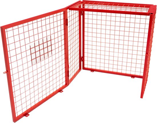 Gasflessenkooi 90cm x 80cm x 43cm Opvouwbaar Rood Gaas Veilige Afsluitbare Opslag Poedergecoat Gegalvaniseerd Staal 3mm Draaddikte 2 x 19kg Gasflessen GRATIS Waarschuwingsbord Hangslots & Sleutels van Fineway — afbeelding 5