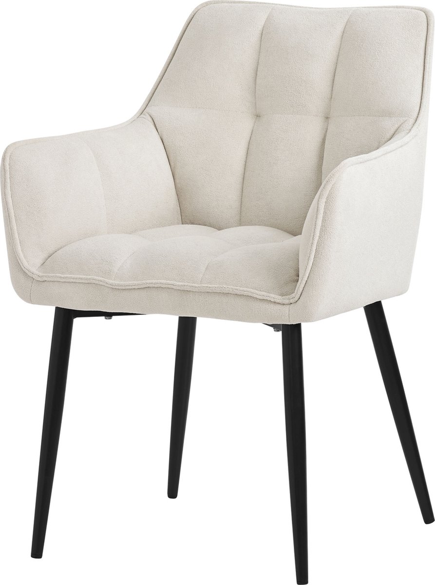 ml-design Eetkamerstoel in crème badstof met dikke gestoffeerde zitting ML design Cream