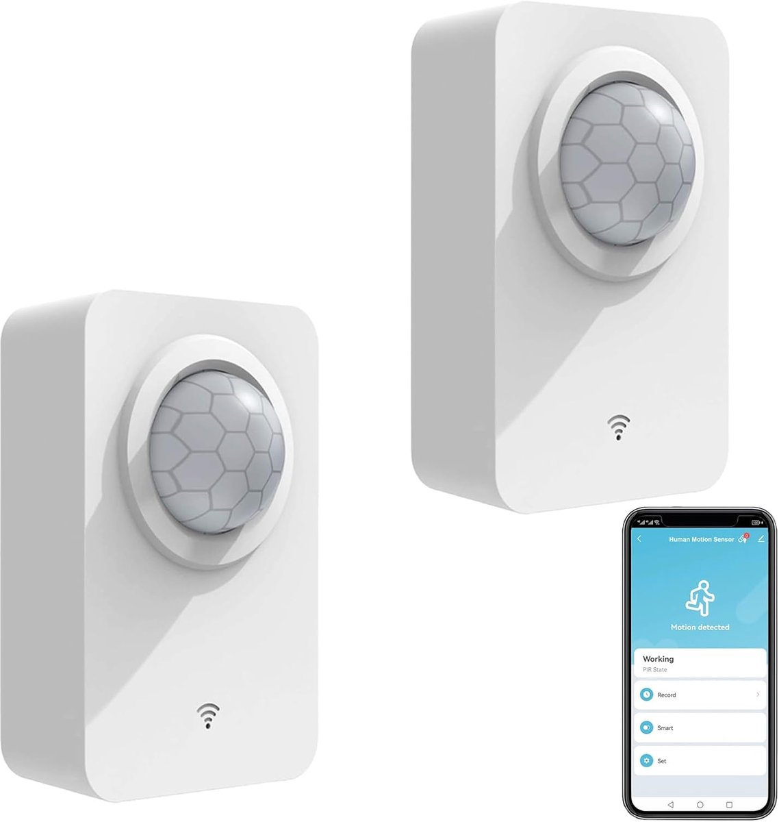Draadloze Bewegingssensor met Afneembare Houder en App Controle – 2 Stuks