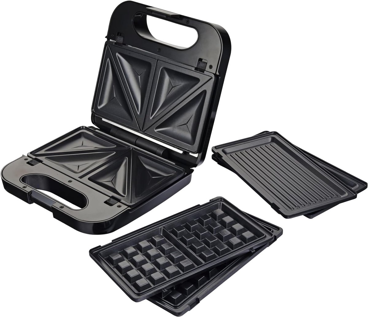 Sandwichtoaster met verwisselbare platen, anti-aanbaklaag en 850 W voor 2 sandwiches en wafels