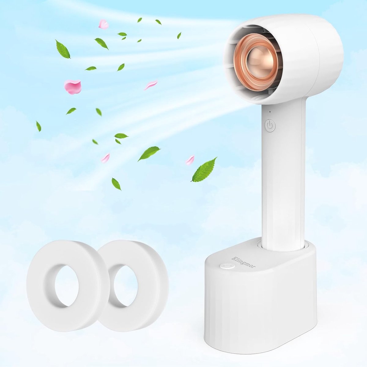 Draagbare handventilator met aromatherapie en automatische rotatie - Oplaadbaar, 3 snelheden, Stil en compact voor thuis en onderweg