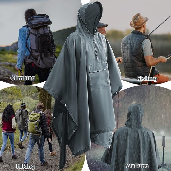 3-in-1 Regenponcho Waterdicht Ademend Outdoor Hiking - Regenkleding 3-in-1 Regenponcho Waterdicht Ademend Outdoor Hiking - Regenkleding