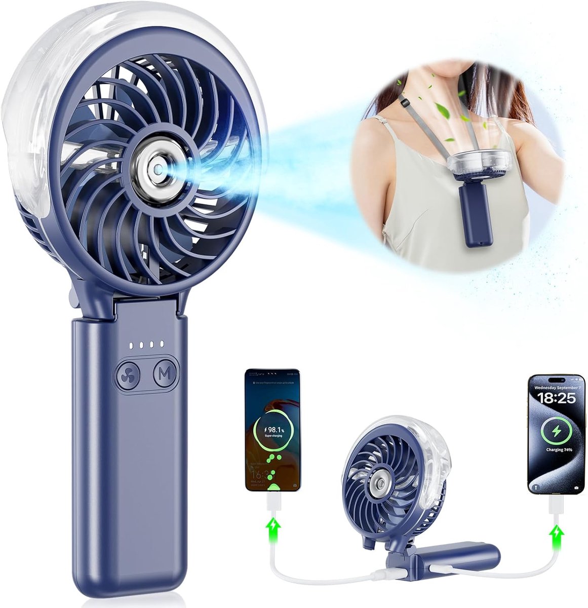 Draagbare 5000mAh Mistventilator met Oplaadfunctie