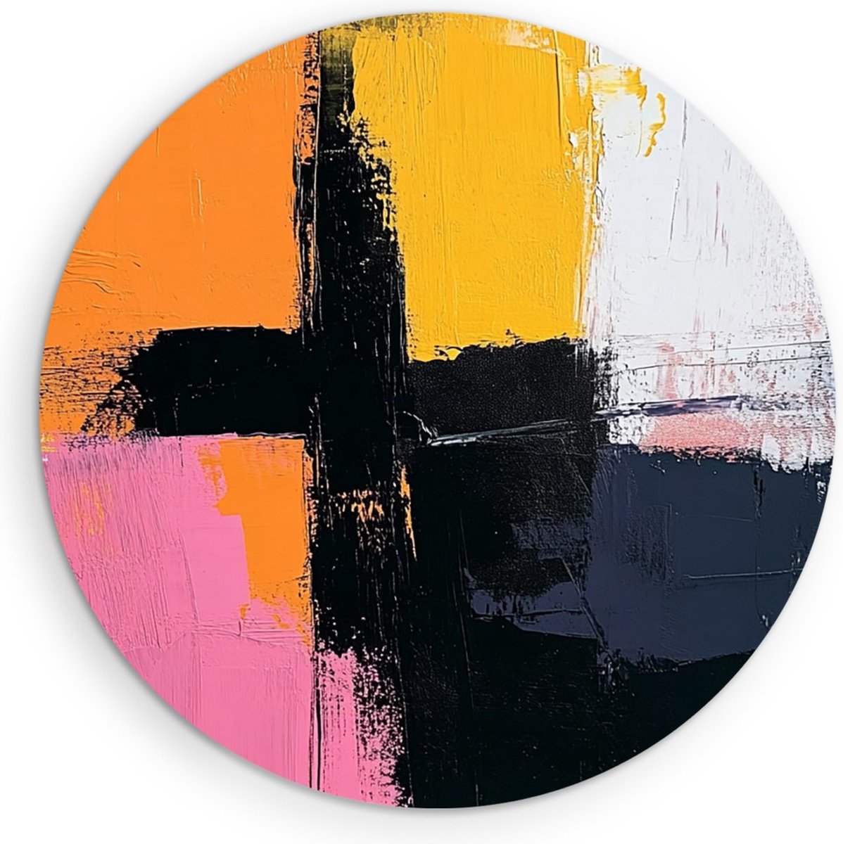 Saammp Muurcirkel Hout - Gekleurde vormen - Abstract - Ø 70 - Wandcirkel - Wanddecoratie Cirkel - Muurdecoratie Woonkamer - Slaapkamer decoratie - Rond Schilderij