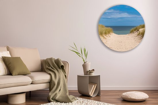Saammp - Forex Muurcirkel - Strand En Zee - Pad Vanuit de duinen - Ø 90 - Wandcirkel - Wanddecoratie Cirkel - muurdecoratie Woonkamer - Slaapkamer decoratie - Rond Schilderij