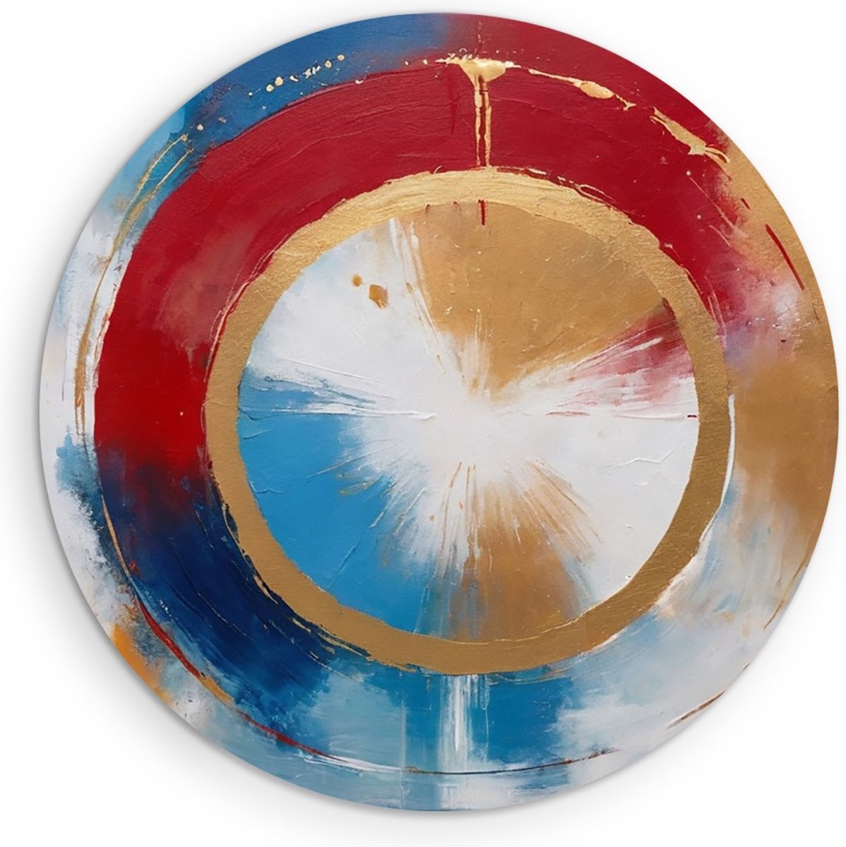 Saammp Muurcirkel Hout - Abstract - Kleurrijke Vormen - Ø 30 - Wandcirkel - Wanddecoratie Cirkel - muurdecoratie Woonkamer - Slaapkamer decoratie - Rond Schilderij
