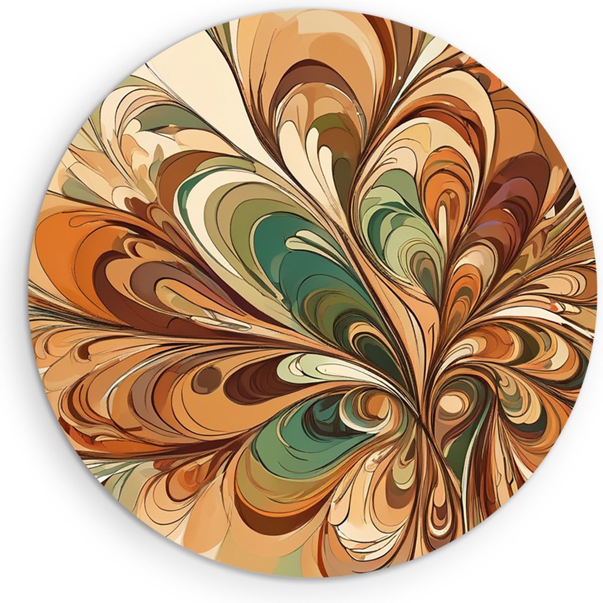 Saammp Forex Muurcirkel - Patroon - Groen - Abstract - Ø 80 - Wandcirkel - Wanddecoratie Cirkel - Muurdecoratie Woonkamer - Slaapkamer decoratie - Rond Schilderij