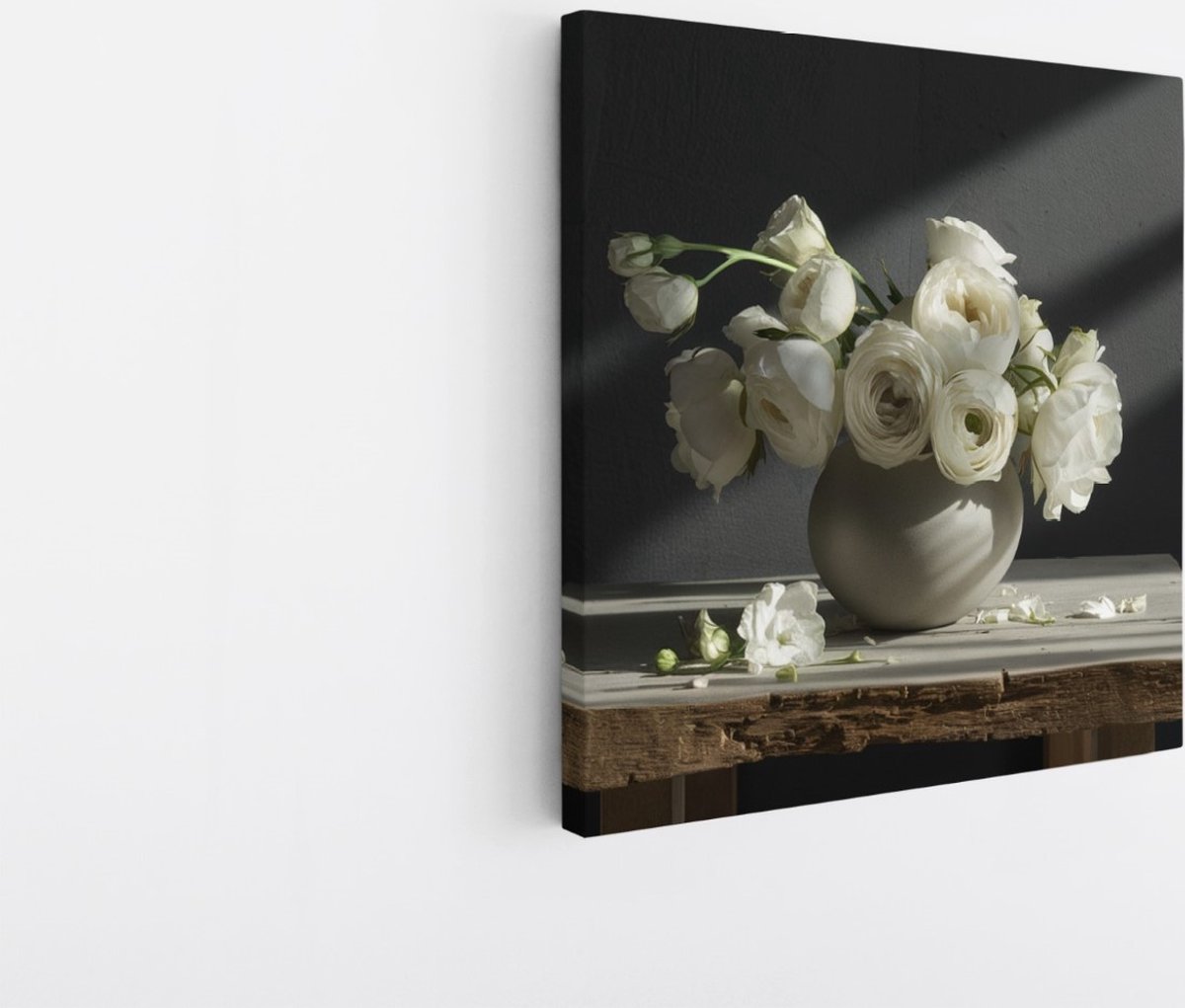 Saammp Canvas Schilderij - Bloemen in een vaas in zonsopgang - Natuur - 60x60 - Foto op canvas - Wanddecoratie - Muurdecoratie Woonkamer - Kantoor Decoratie Multicolor