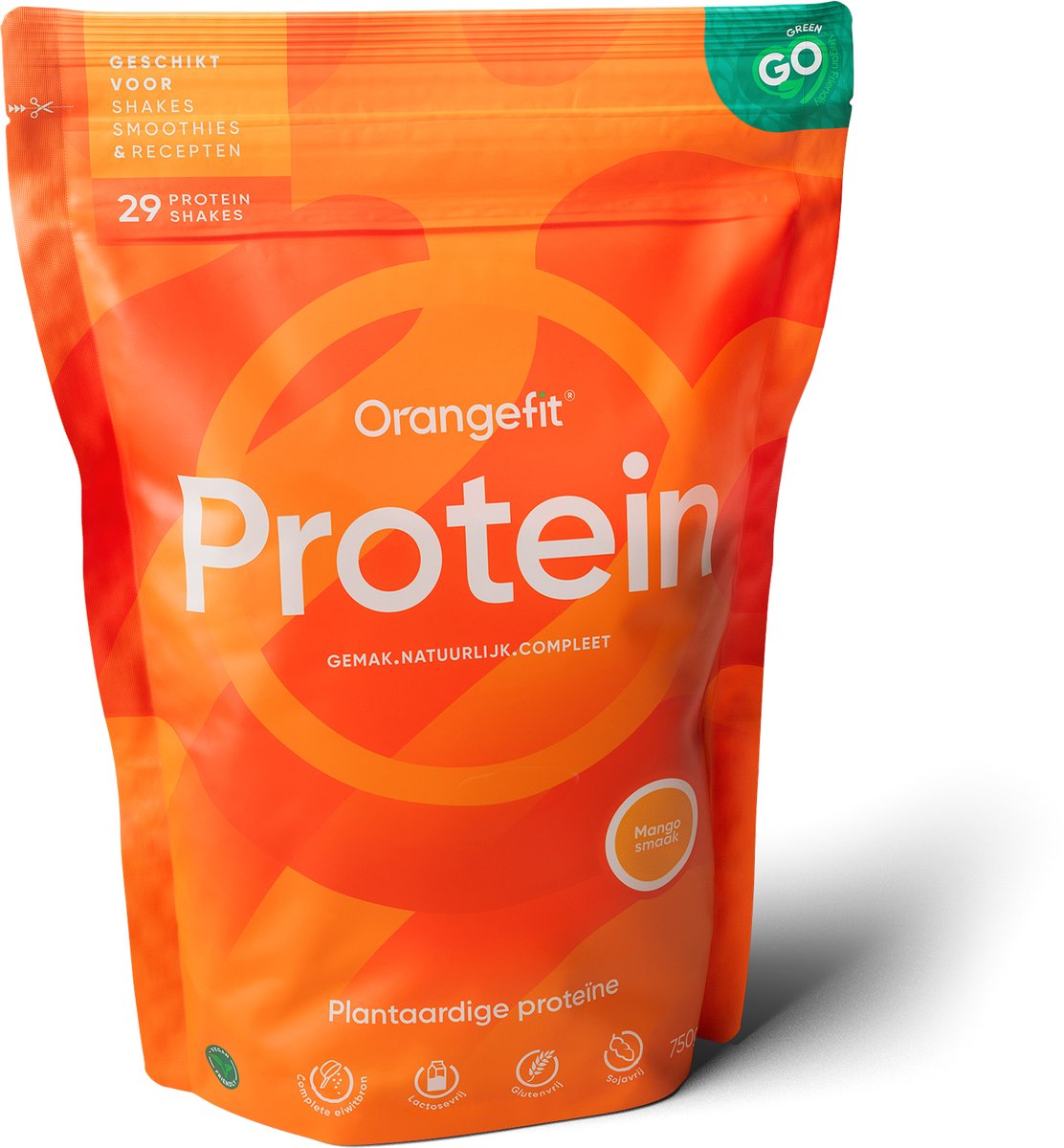 Goedkoopste Orangefit Proteine Poeder - Vegan Proteine Shake - 750g (30 shakes) - Eiwitshake Mango / Perzik - Lactosevrije Eiwitpoeder