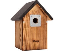CJ Wildlife Nestkast - Aanbevolen door de Vogelbescherming Nederland - El Paso - 34mm - Nestkastje voor o.a. Koolmees, Boomklevers & Mussen - Houten Vogelhuisje - FSC-gecertificeerd - Zwart
