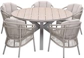 Garden Impressions Sorong tuinset 6-delig - Tulli tuintafel Ø148x75 cm - light teak vironwood