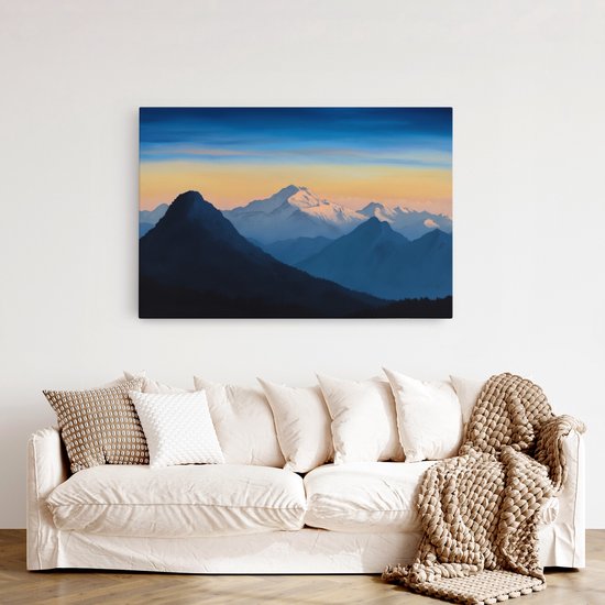 Tableau sur toile Saammp - Sommets de montagne - Nature - Paysage - 120x80 - Photo sur toile - Décoration murale - Décoration murale Salon - Décoration chambre - Impression sur toile