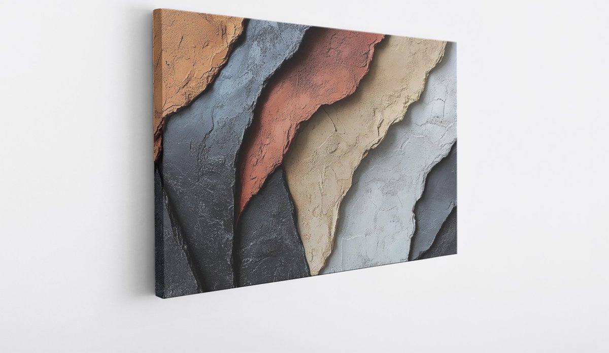 Saammp Canvas Schilderij - Verschillende soorten steen - Abstract - 45x30 - Foto op canvas - Wanddecoratie - Muurdecoratie Woonkamer - Slaapkamer decoratie - Canvas Print Multicolor