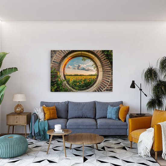 Tableau sur toile Saammp - Champ de tournesols - Nature - Vue - 150x100 - Photo sur toile - Décoration murale - Décoration murale Salon - Décoration chambre - Impression sur toile