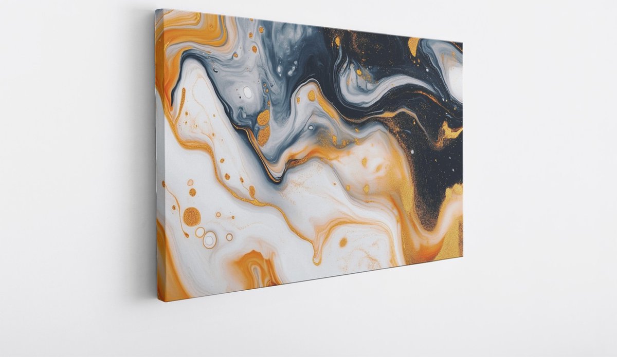 Saammp Canvas Schilderij - oranje - Vloeibaar - Abstracte wanddecoratie- 40x30 - Foto op canvas - Wanddecoratie - Muurdecoratie Woonkamer - Kantoor Decoratie Multicolor
