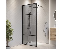 Badplaats Douchewand Essos 100 x 200 cm - Zwart – Inloopdouche 8 mm Rookglas