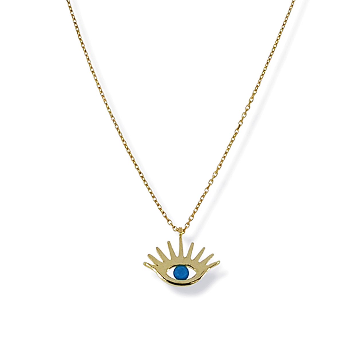 Gouden Ketting Boze Oog Hanger Turkoois 14 karaats