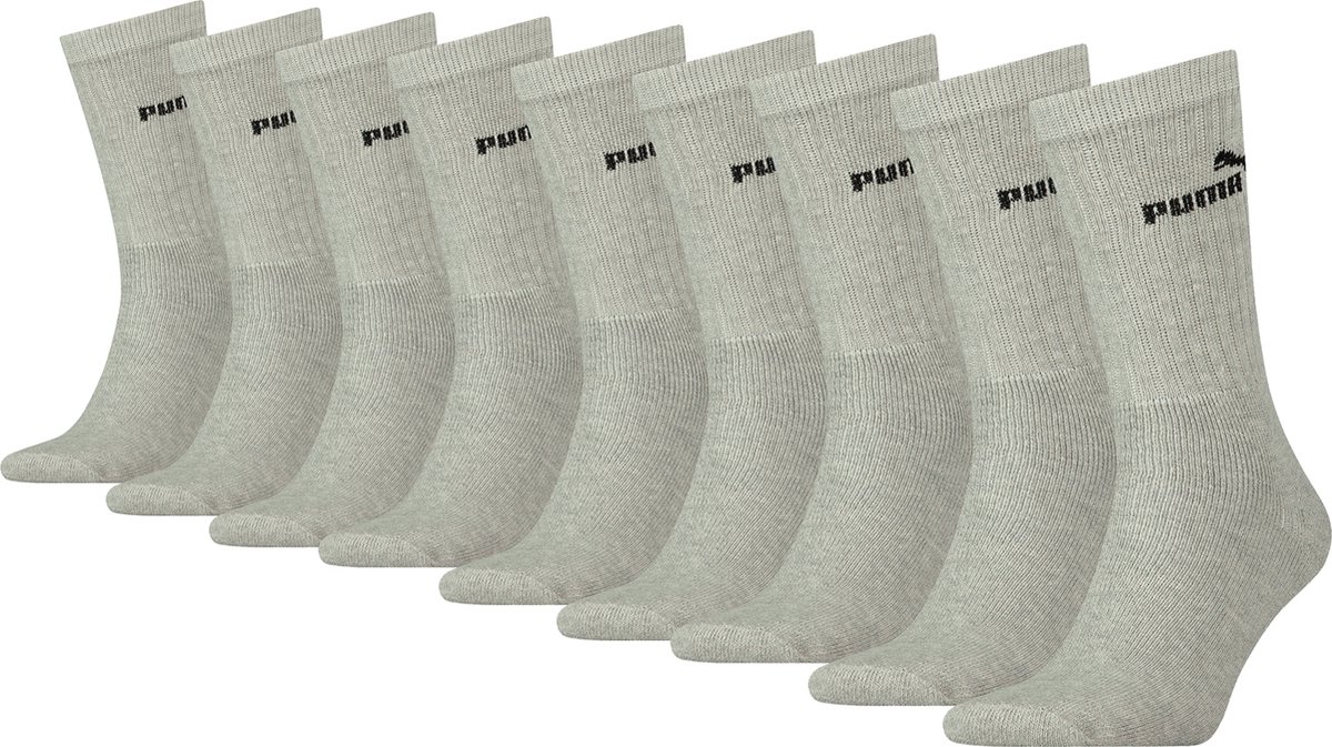 PACK van 9 Puma sportsokken tennissokken crew tennissokken unisex voor heren en dames Grijs