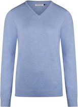 Steppin' Out Dames Pullover V-hals Merinowol Mid Blauw - Maat XXL - Heren - Pullovers