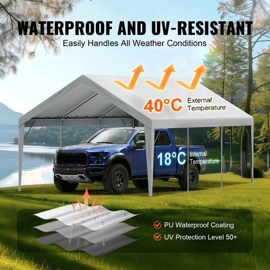 Tente de garage - Tente - Tente de fête - Tente d'abri d'auto - Tente d'abri d'auto - Tente de garage - Tente de garage de remplacement - 7,5 pouces - Heavy, imperméable et protégée contre les UV
