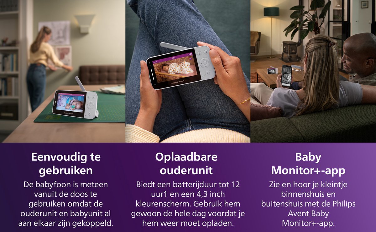 Afbeelding 2 van Philips Avent Connected Beeldbabyfoon - Babyfoon met camera en app SCD951/26