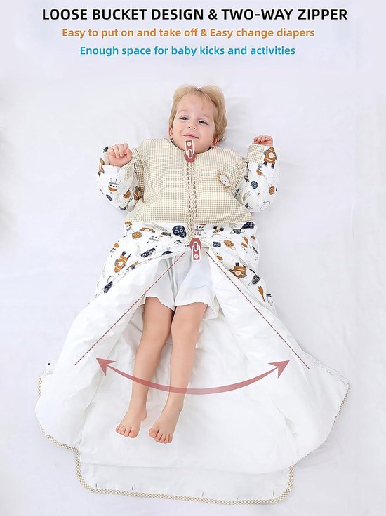 25 Tog winterslaapzak met afneembare mouwen - biologische katoenen kinderslaapzak - jongens en meisjes - ruimteschip XL - 130-150 cm — afbeelding 5