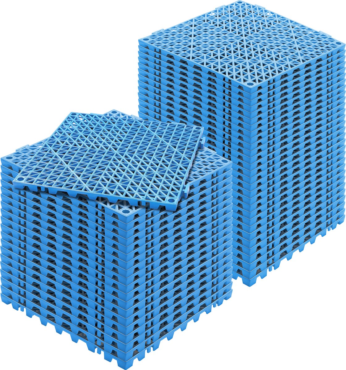VEVOR in elkaar grijpende tegels 50 stuks vloertegels drainage vloertegels, vloertegels 30 x 30 cm buiten vierkante vloertegels patio PVC vloertegels badkamer, zwembad, toilet, blauw
