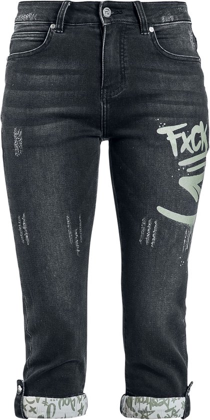 ROUGE ROCK-ENGINEERED DESIGN Jean 3/4 gris foncé avec détails graffitis Femme - 31