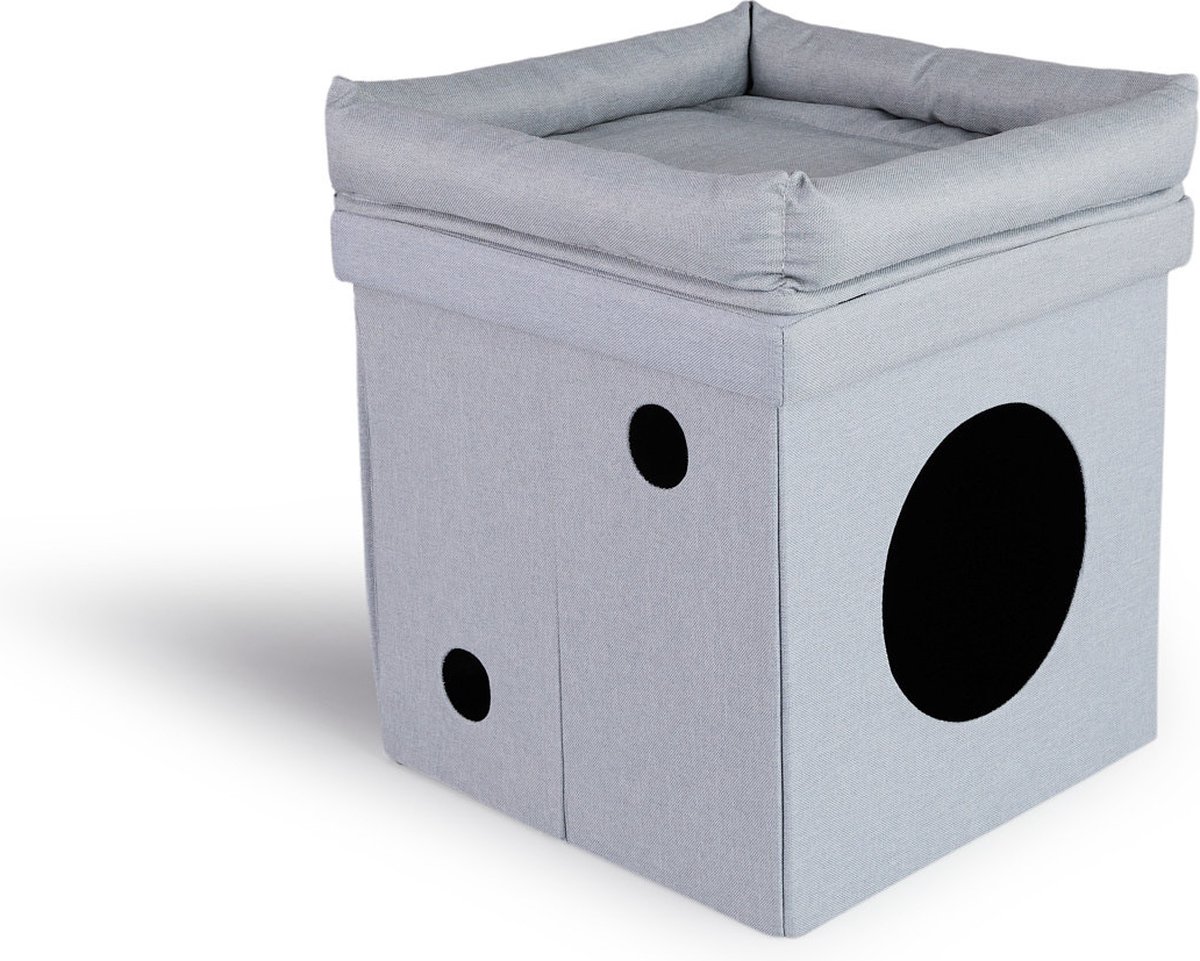 Lifa Living kattenhuis - Ligkussen - Grijs - 38*38*44cm L*B*H - MDF/Polyester