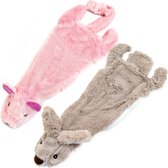 2-in-1 piepend hondenspeelgoed zonder vulling met zachte, duurzame stof voor kleine, middelgrote en grote huisdieren. door Best Pet Supplies, Zonder vulling voor binnen spelen - Haas, Varken, S