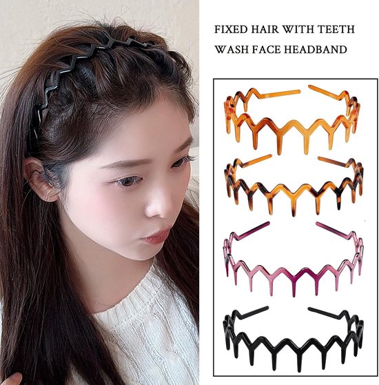 Lot De 10 Bandeaux Élastiques Zigzag + 4 Barrettes - Antidérapants, Pour Cheveux Ondulés | Femmes, Filles, Hommes - 12