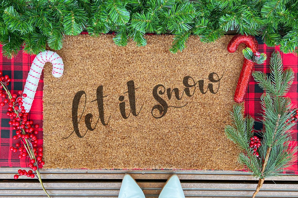 Let It Snow | 60x40 cm | Nieuwe huis cadeau | Ingangsmat | Deurmat met stijl | Verhuizing cadeau | Praktisch & trendy | Perfect voor binnenkomst | Cadeau voor nieuwe woning