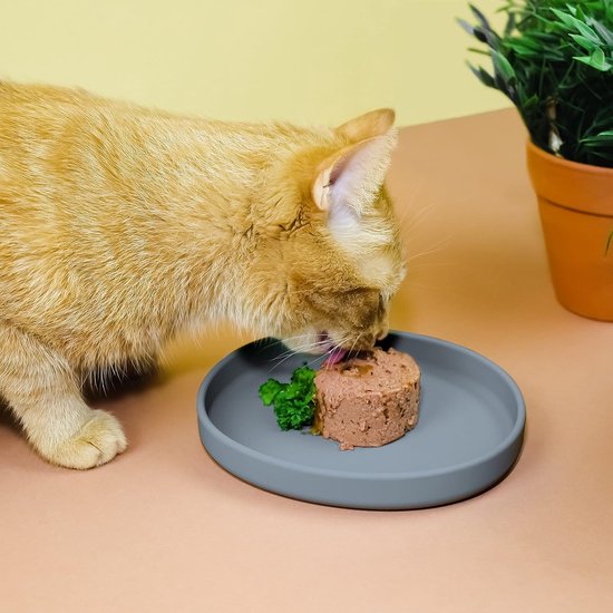 3 stuks keramische kattenkommen - platte kattenschalen met siliconen ringen, waterdichte kattenbak voor eten en water, afwasmachine