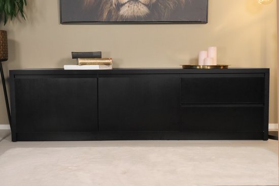 Lizzely Garden & Living Tv meubel - Zwart melamine - 180 cm breed